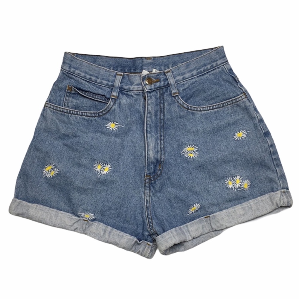 Vintage Embroidered High Waisted Jean Shorts